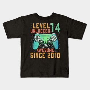 Level Unlocked 14th Birthday Year Old Gamer Bday Kids T-Shirt